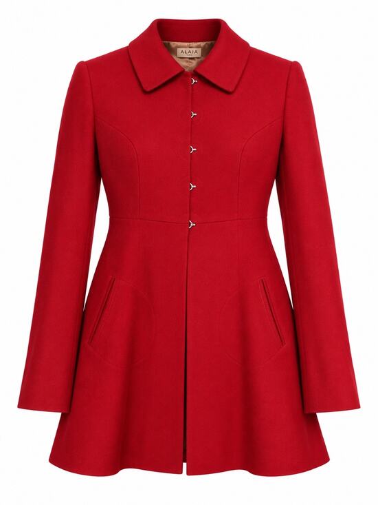 Alaïa Jackets & Blazers - Alaïa Paris Vintage 1990s Red Wool Fit & Flare Coat France 38 FR 6 US3